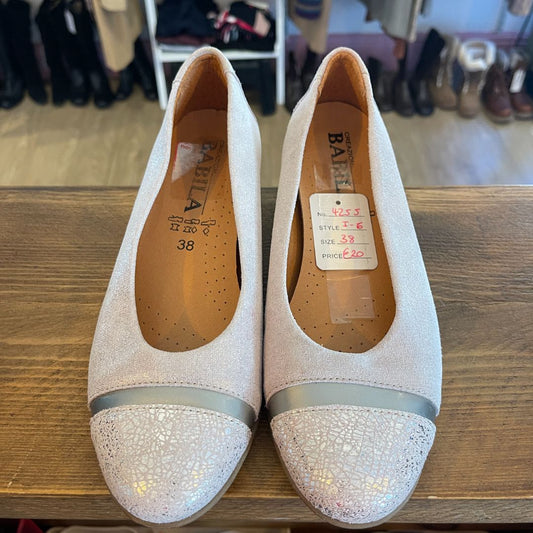 Silver slip on Shoes 38