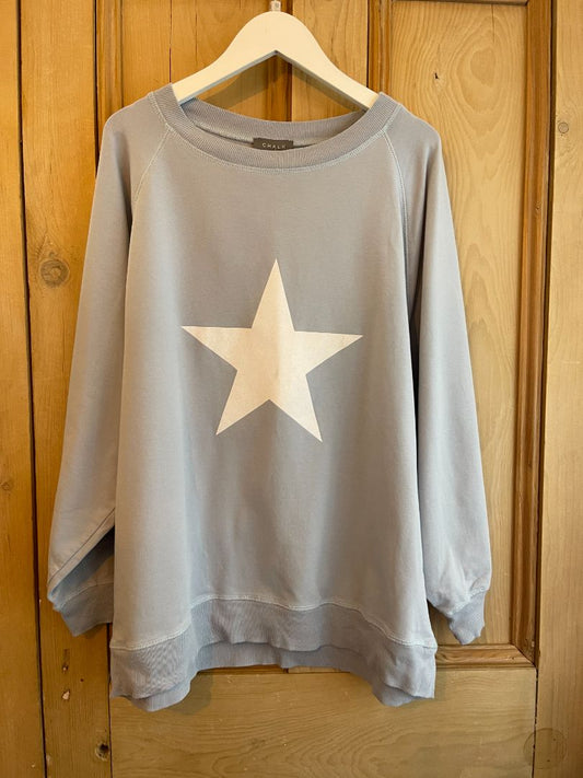 Chalk Blue Star Sweatshirt Large Top